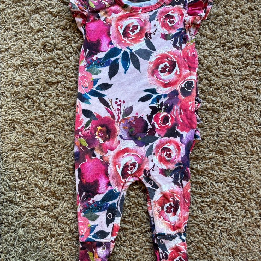 Posh Peanut Pink and Purple Floral Romper